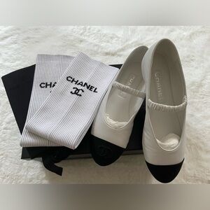 SOLD‼️‼️ CHANEL Mary Jane Flats with Leg Warmer🤍